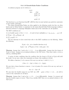 Math 340 Karush-Kuhn-Tucker Conditions A nonlinear program can be written as :