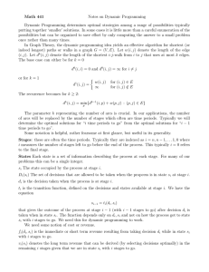 Math 441 Notes on Dynamic Programming