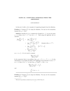 MATH 101: COMPUTING INTEGRALS FROM THE DEFINITION