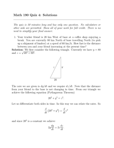 Math 190 Quiz 4: Solutions