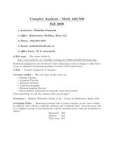 Complex Analysis - Math 440/508 Fall 2008