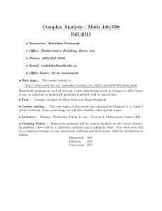 Complex Analysis - Math 440/508 Fall 2011