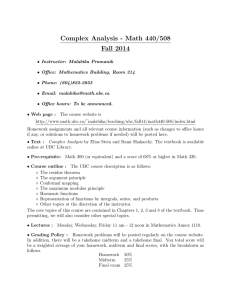 Complex Analysis - Math 440/508 Fall 2014