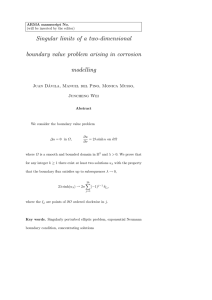 Singular limits of a two-dimensional boundary value problem arising in corrosion modelling