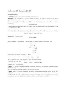Mathematics 307|September 25, 1995 Symmetric matrices symmetric Proposition.