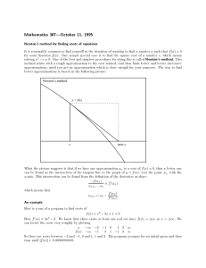 Mathematics 307|October 11, 1995 Newton's method for nding roots of equations