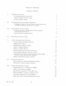 TABLE  OF  CONTENTS GENERAL  PHYSICS Molecule  Microscopy 1