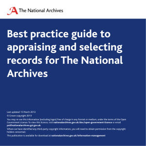 Best practice guide to appraising and selecting records for The National Archives
