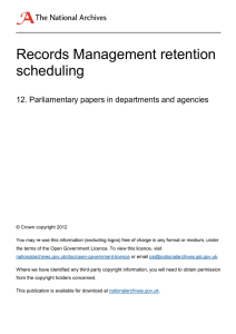 Records Management retention scheduling  12. Parliamentary papers in departments and agencies
