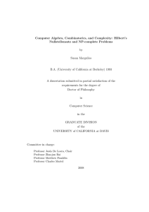 Computer Algebra, Combinatorics, and Complexity: Hilbert’s Nullstellensatz and NP-complete Problems by Susan Margulies