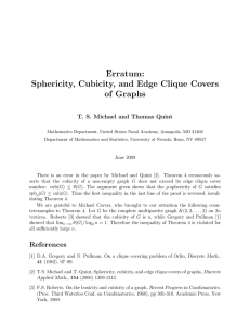 Erratum: Sphericity, Cubicity, and Edge Clique Covers of Graphs