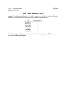 Lesson 7. Work Scheduling Models