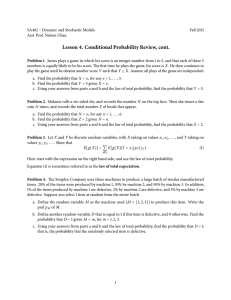 Lesson 4. Conditional Probability Review, cont.