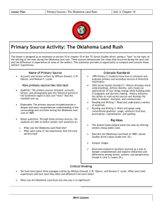 Primary Source Activity: The Oklahoma Land Rush  Lesson Plan