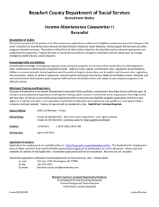 Beaufort County Department of Social Services  Income Maintenance Caseworker II Generalist