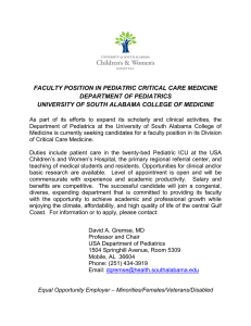 FACULTY POSITION IN PEDIATRIC CRITICAL CARE MEDICINE DEPARTMENT OF PEDIATRICS
