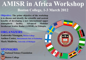 AMISR in Africa Workshop Boston College, 1-3 March 2012