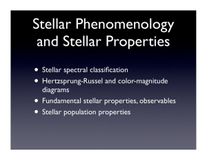 Stellar Phenomenology and Stellar Properties •