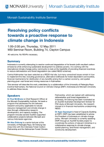 Resolving policy conflicts towards a proactive response to climate change in Indonesia Summary