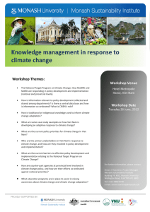 Knowledge management in response to climate change  Workshop Themes: