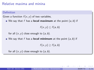 Relative maxima and minina Definition