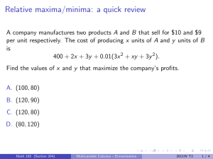 Relative maxima/minima: a quick review