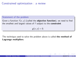 Constrained optimization : a review Statement of the problem