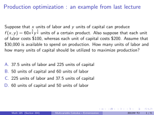 Production optimization : an example from last lecture