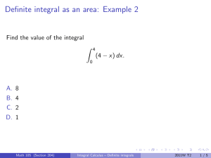 Definite integral as an area: Example 2 Z