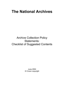 The National Archives Archive Collection Policy Statements: Checklist of Suggested Contents