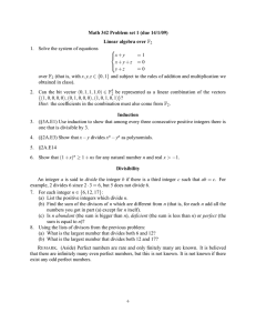 Math 342 Problem set 1 (due 14/1/09) Linear algebra over F 
