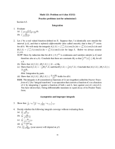 Math 121: Problem set 4 (due 3/2/12) Section 6.5. Integration