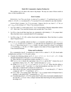 Math 538: Commutative Algebra Problem Set