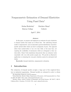 Nonparametric Estimation of Demand Elasticities Using Panel Data ∗ Stefan Hoderlein