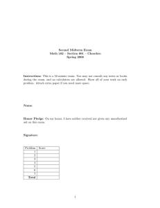 Second Midterm Exam Math 102 – Section 001 – Chesebro Spring 2008