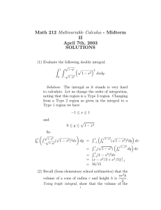 Math 212 Multivariable Calculus - Midterm II April 7th, 2003 SOLUTIONS