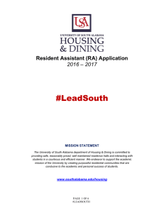 #LeadSouth  Resident Assistant (RA) Application – 2017