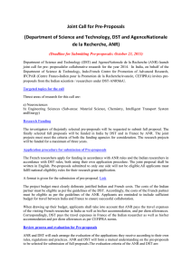 Joint Call for Pre-Proposals de la Recherche, ANR)