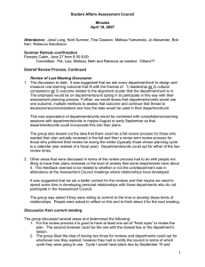 Student Affairs Assessment Council  Minutes April 18, 2007