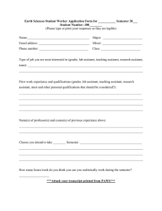 Earth Sciences Student Worker Application Form for ___________ Semester 20___