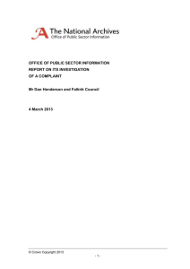 OFFICE OF PUBLIC SECTOR INFORMATION REPORT ON ITS INVESTIGATION OF A COMPLAINT