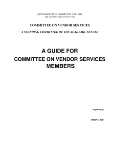 A GUIDE FOR MEMBERS COMMITTEE ON VENDOR SERVICES