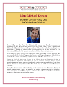 Marc Michael Epstein  2013-2014 Corcoran Visiting Chair in Christian-Jewish Relations
