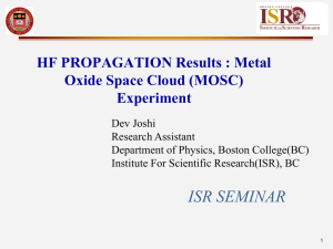 HF PROPAGATION Results : Metal Oxide Space Cloud (MOSC) Experiment