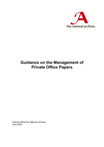 Guidance on the Management of Private Office Papers Cabinet Office/The National Archives