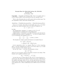 Formula Sheet for Math 340, Section 101, Fall 2015 December 2015 Copyright: