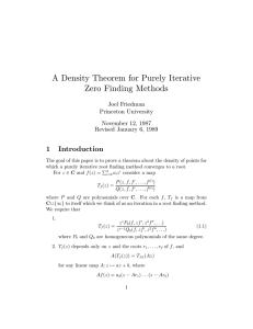 A Density Theorem for Purely Iterative Zero Finding Methods 1 Introduction