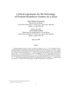 Critical exponents for the homology of Fortuin-Kasteleyn clusters on a torus