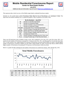 Mobile Residential Foreclosures Report Center for Real Estate Studies July 2012