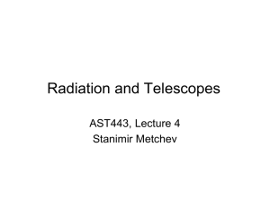 Radiation and Telescopes AST443, Lecture 4 Stanimir Metchev